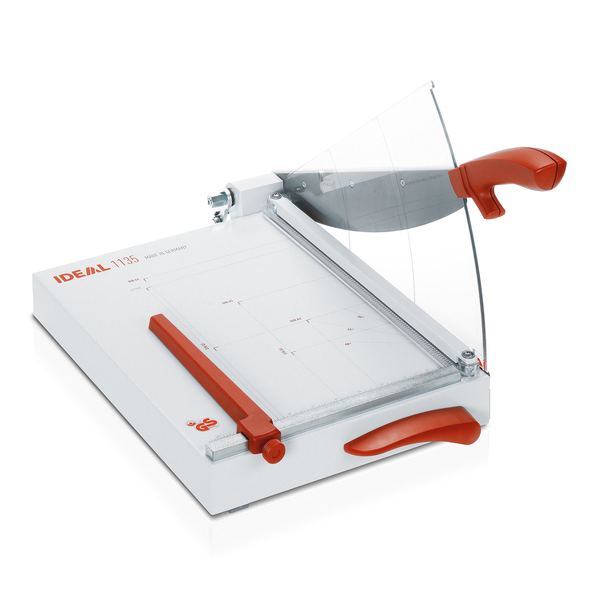 IDEAL Guillotine Paper Cutter — 13.75in. Cutting Length, Solingen Steel Blade, Ergonomic Handle, Automatic Clamp, Model# 1135